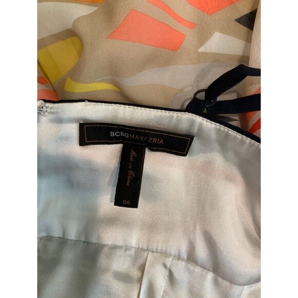 BCBG Max Azria Multicolor Geometric Patterned 100% Silk Shift Dress, Size 6 - Picture 7 of 7